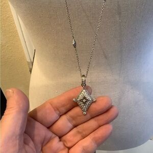36” sterling silver Cubic Zirconia pendant necklace